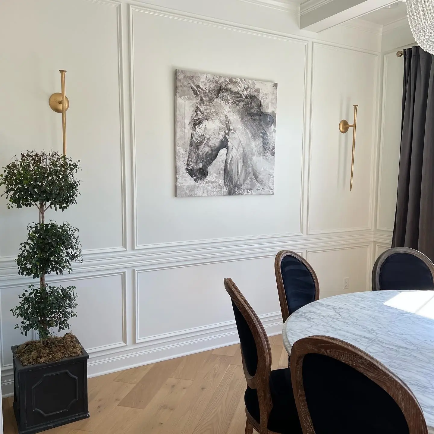 Horse portrait and topiary — French-Inspired Residence