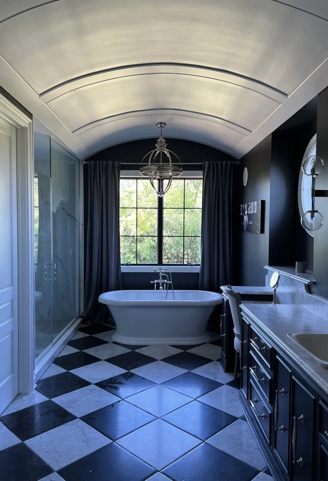 Primary bath after — the finished barrel vault