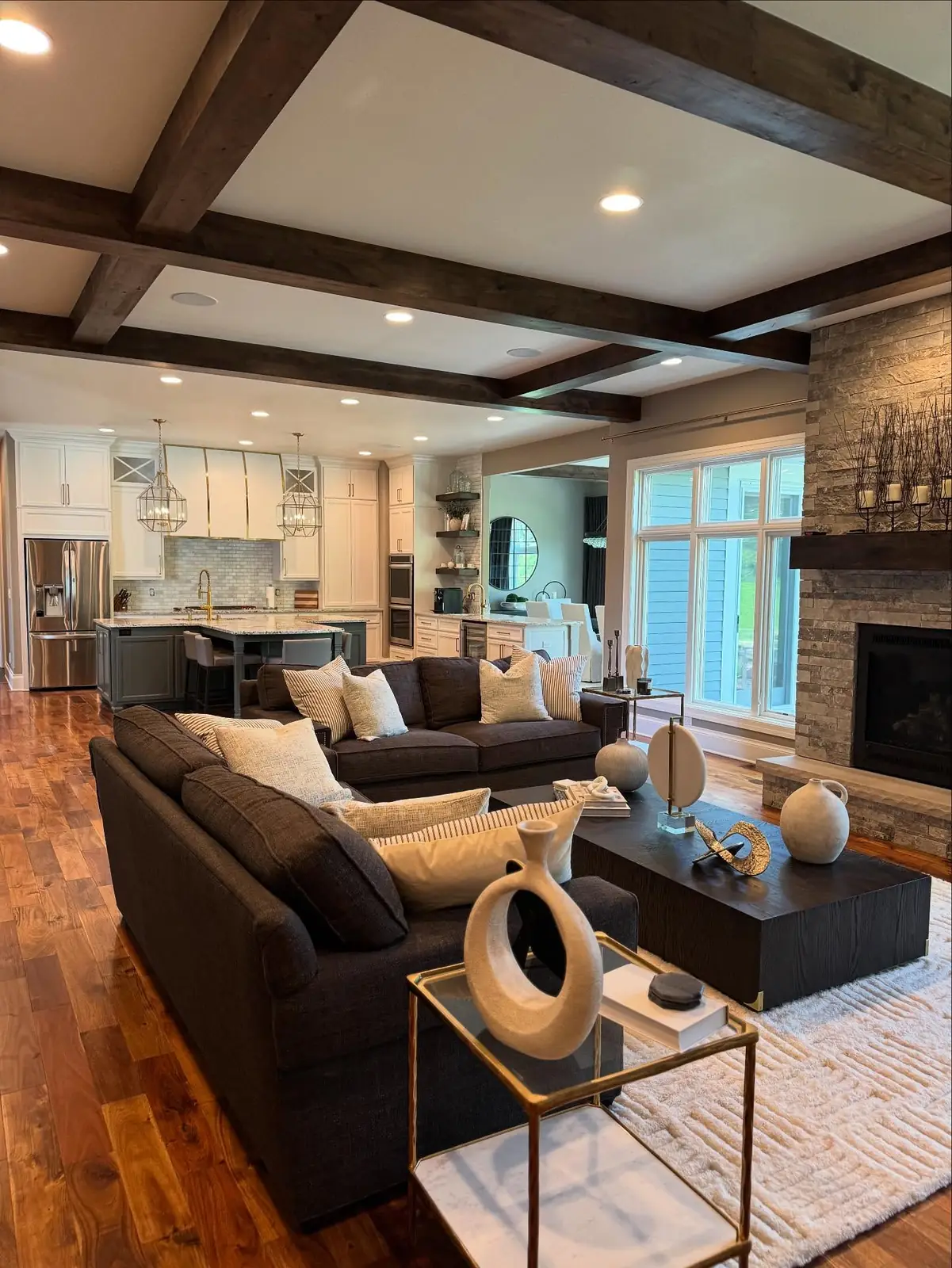 Living room with a leather sectional