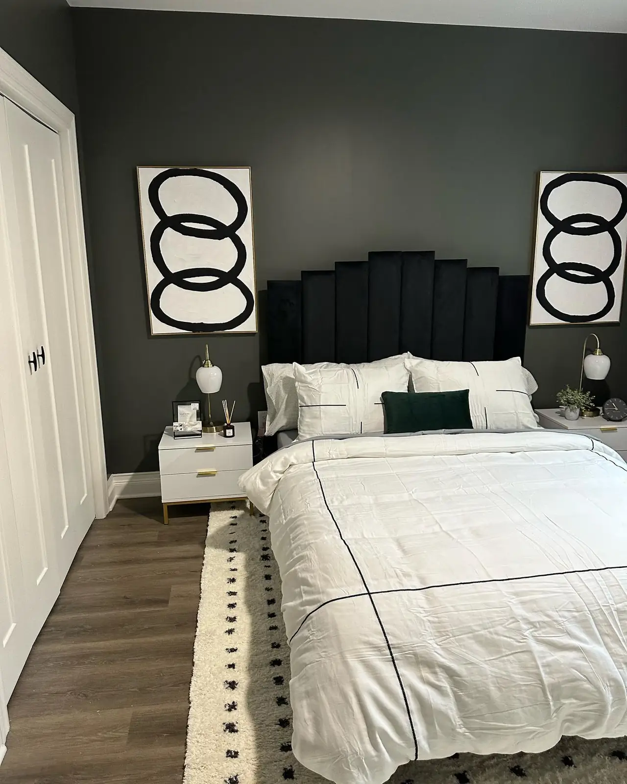 Guest bedroom with a channel-tufted headboard